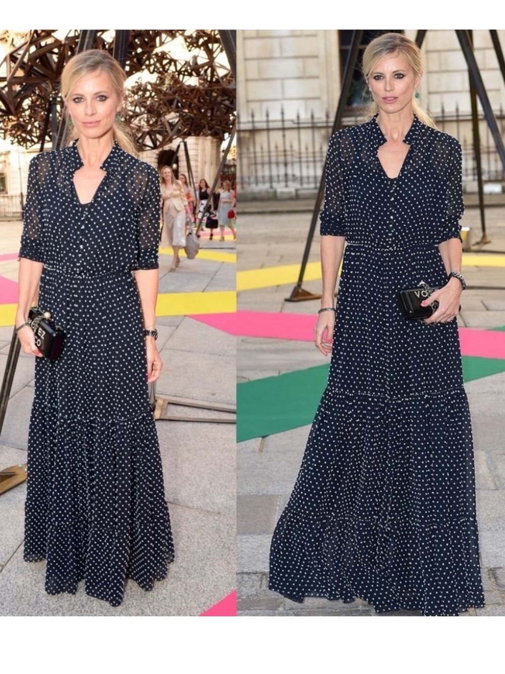 Saloni Alexia Swiss dot navy maxi dress